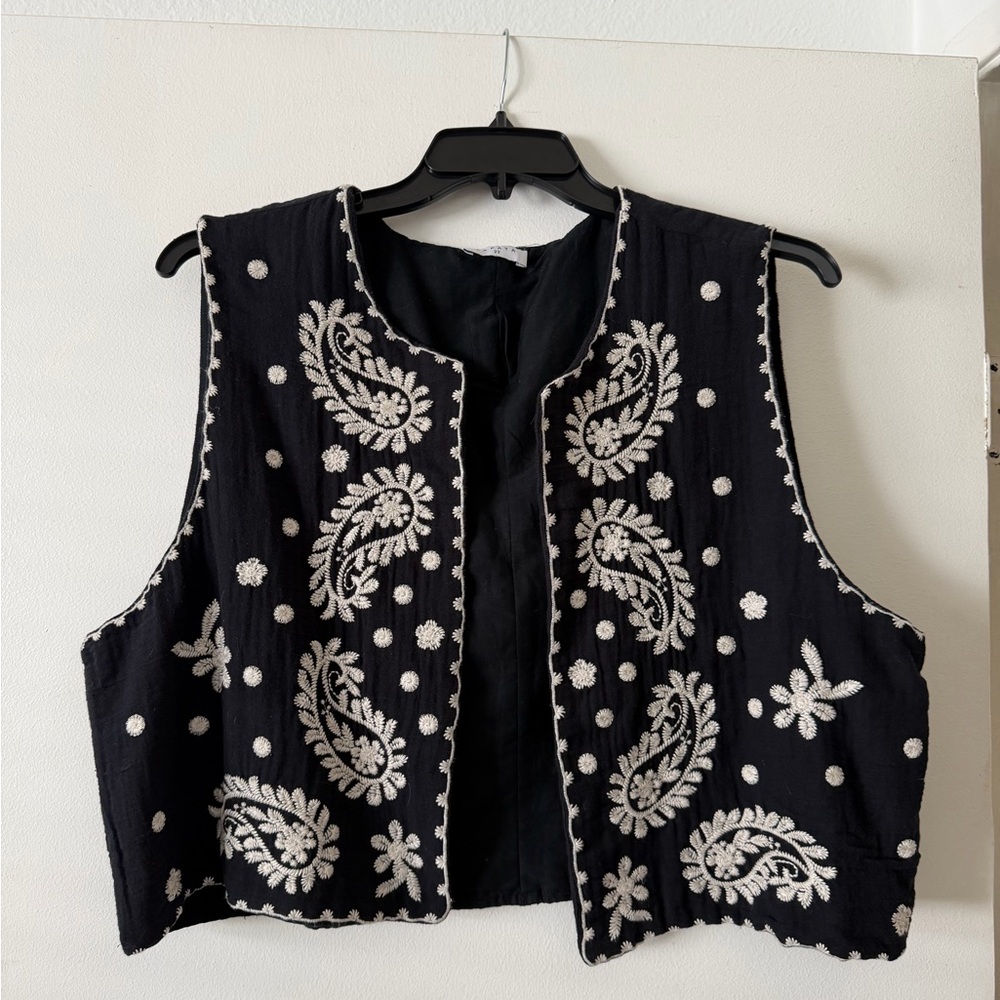 Black Embroidered Vest